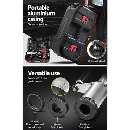 Giantz Petrol Post Driver 38CC 4-Stroke Rammer Pile Star Picket Fence Hole Drive Red