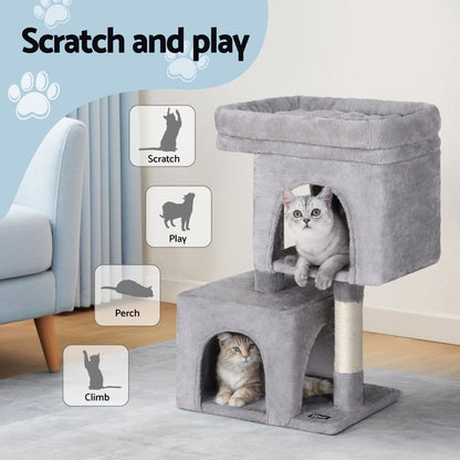 i.Pet Cat Tree 67cm Tower Scratching Post Trees Scratcher Condo House Light Grey