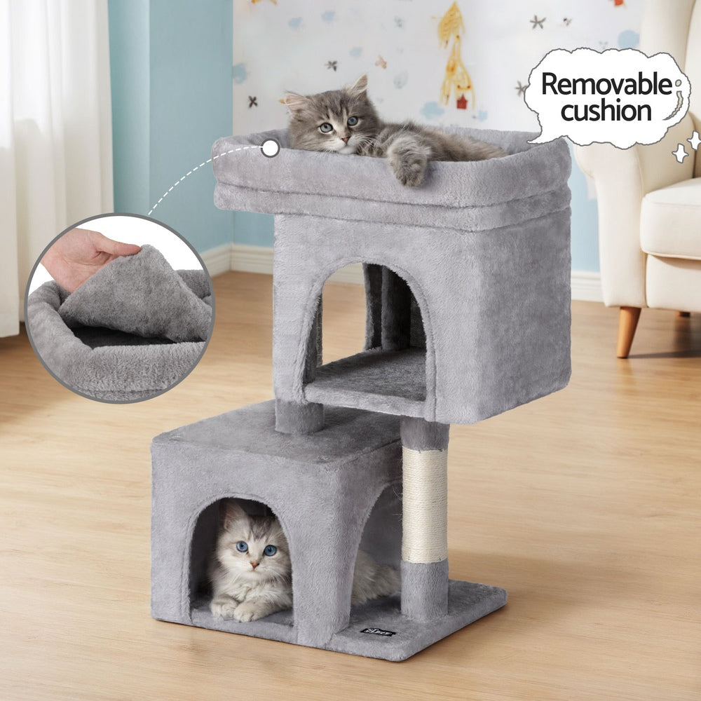 i.Pet Cat Tree 67cm Tower Scratching Post Trees Scratcher Condo House Light Grey