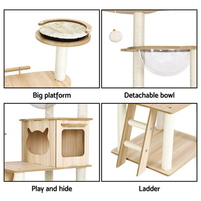 i.Pet Cat Tree Tower Scratching Post Scratcher 174cm Wood Bed Condo House Ladder