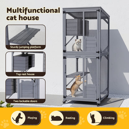 i.Pet Cat House Wooden 180cm Rabbit Hutch Pet Condo Small Dog Enclosure Cage
