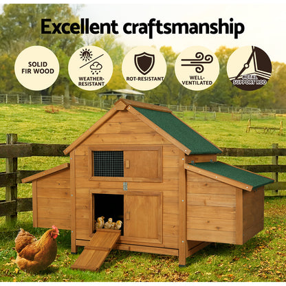 i.Pet Chicken Coop Rabbit Hutch 150cm x 68cm x 96cm Large Chicken Coop House Run Cage Wooden