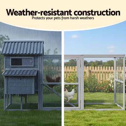 i.Pet Chicken Coop Rabbit Hutch Extra Large Wooden Run Bunny Cage Poultry House Outdoor