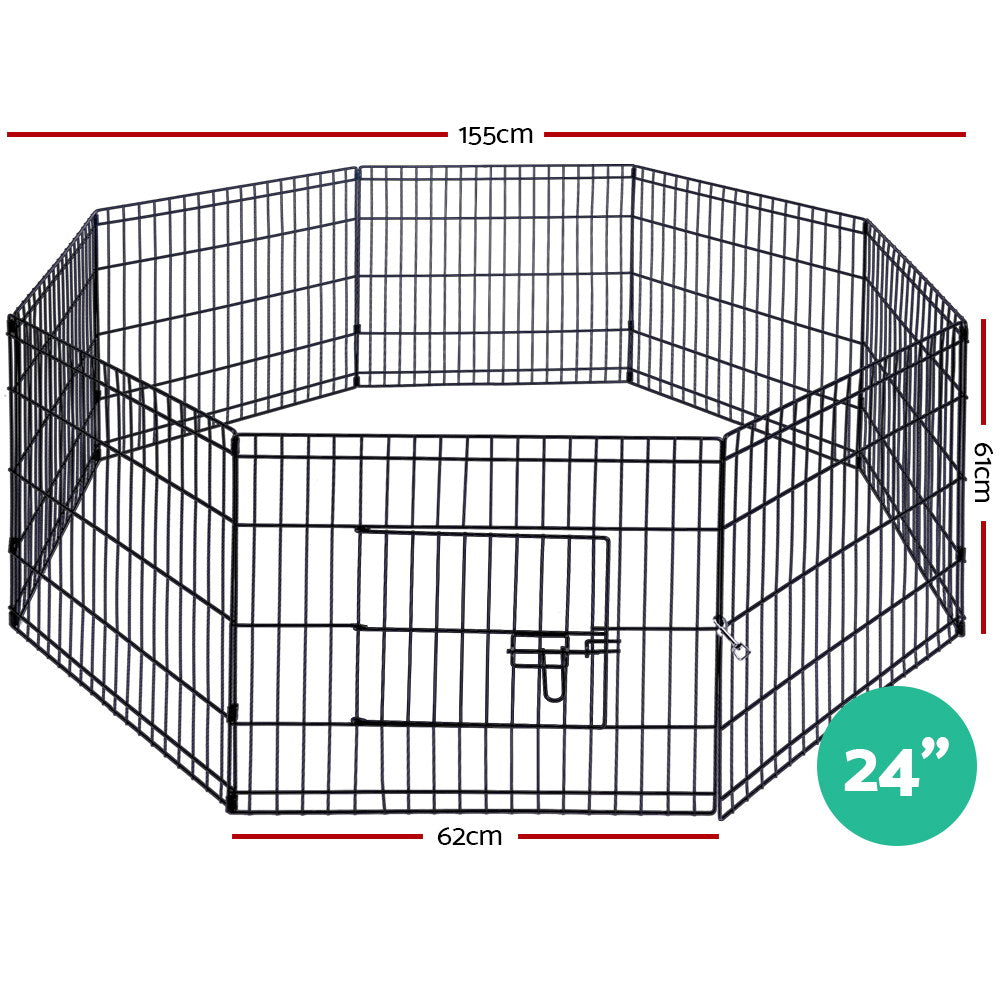 i.Pet 24inches 8 Panel Dog Playpen Pet Fence Exercise Cage Enclosure Play Pen