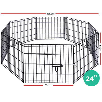 i.Pet 24inches 8 Panel Dog Playpen Pet Fence Exercise Cage Enclosure Play Pen