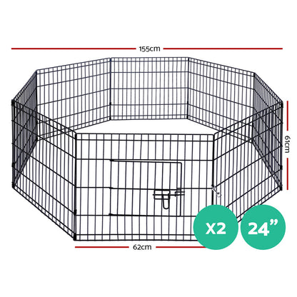 i.Pet 2x24inches 8 Panel Dog Playpen Pet Fence Exercise Cage Enclosure Play Pen