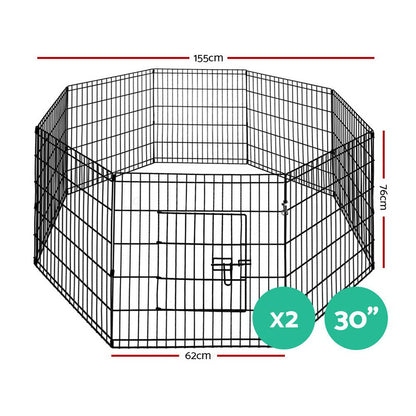 i.Pet 2x30inches 8 Panel Dog Playpen Pet Fence Exercise Cage Enclosure Play Pen