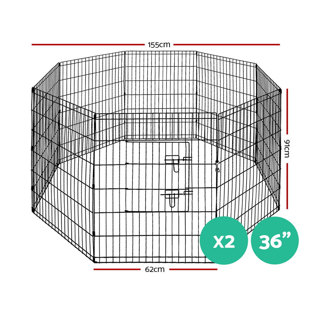 i.Pet 2x36inches 8 Panel Dog Playpen Pet Fence Exercise Cage Enclosure Play Pen