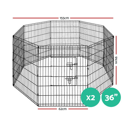 i.Pet 2x36inches 8 Panel Dog Playpen Pet Fence Exercise Cage Enclosure Play Pen