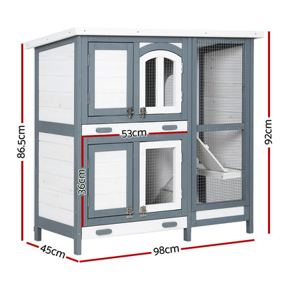 i.Pet Rabbit Hutch Chicken Coop 98cm x 45cm x 92cm Chicken Coop Large Wooden House Run Cage Outdoor