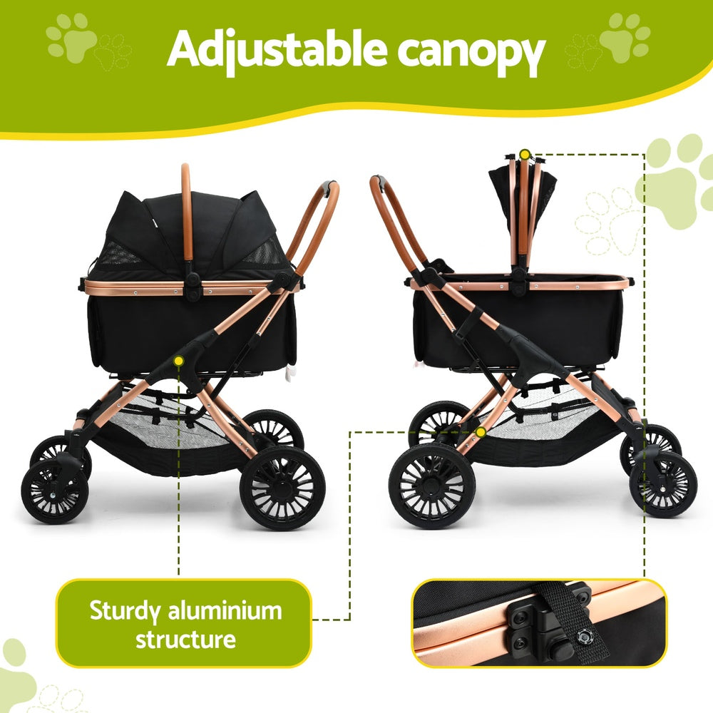 i.Pet Pet Dog Stroller Pram Large Cat Carrier Travel Pushchair Foldable 4 Wheels