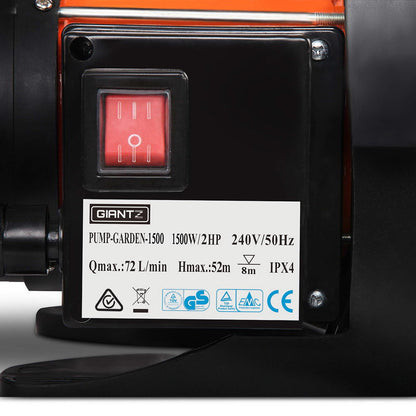 Giantz Garden Water Pump?High Pressure 1500W Max. Tank Rain Farm Irrigation House