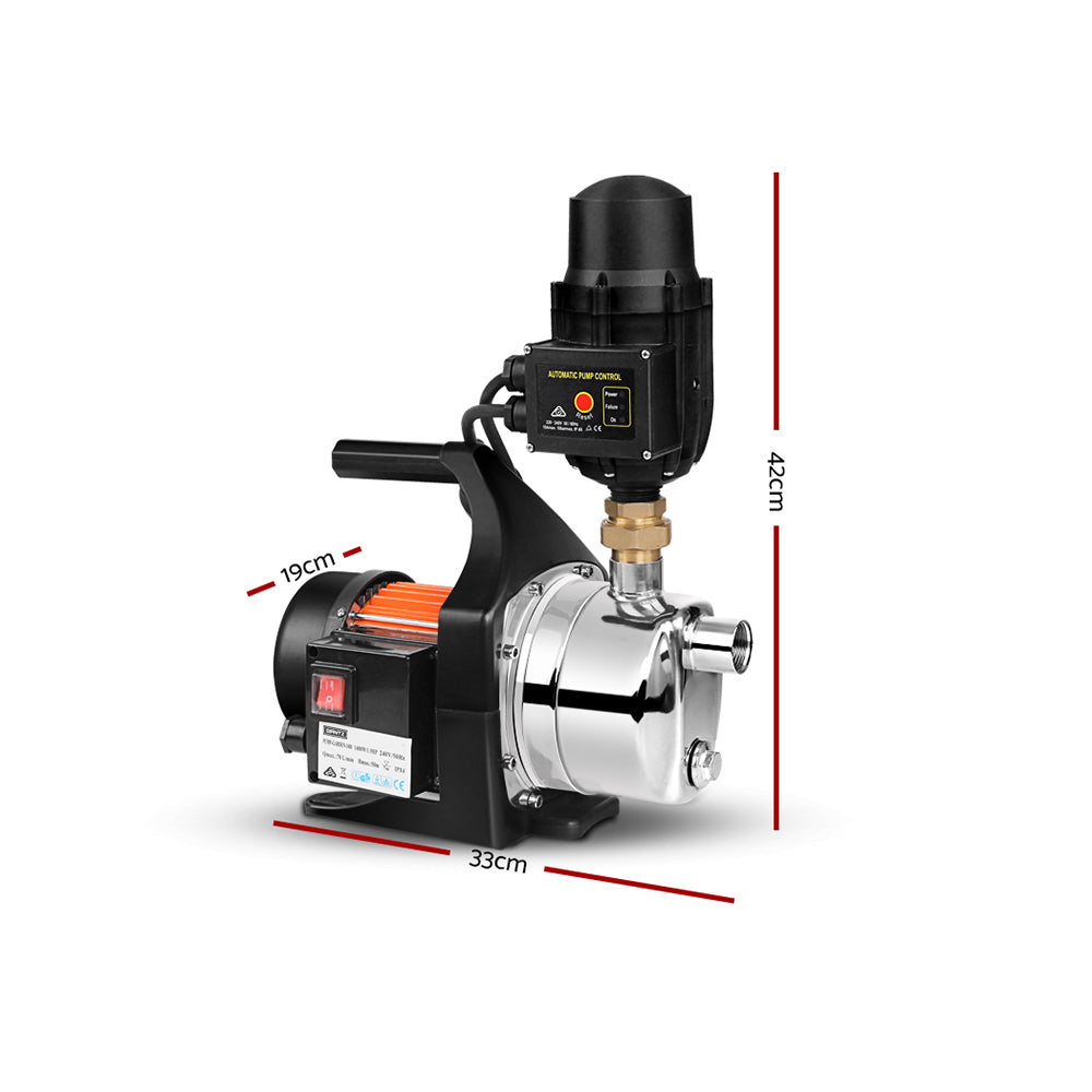 Giantz Garden Water Pump 1500W Max. High Pressure Tank Rain Farm Irrigation Black