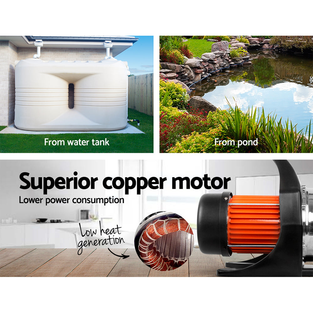 Giantz Garden Water Pump 1500W Max. High Pressure Tank Rain Farm Irrigation Black