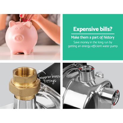 Giantz Garden Water Pump 1500W Max. High Pressure Tank Rain Farm Irrigation Black