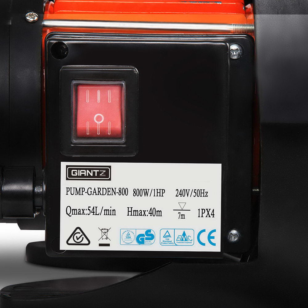 Giantz Garden Water Pump High Pressure 800W Max. Tank Rain Farm Irrigation House