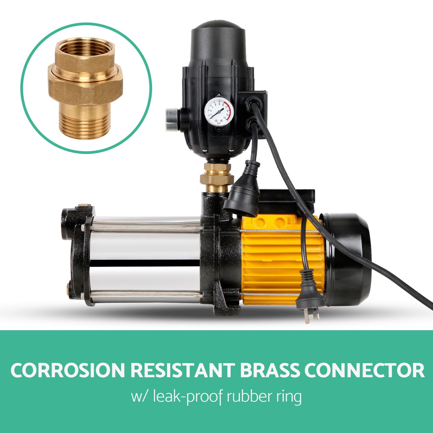 Giantz Garden Water Pump High Pressure 1100-2000W 4-Stage Tank Irrigation Black