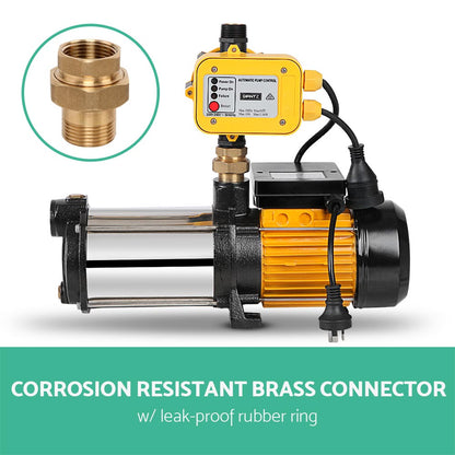 Giantz Garden Water Pump High Pressure 1100-2000W MAX 4-Stage Tank Irrigation Yellow