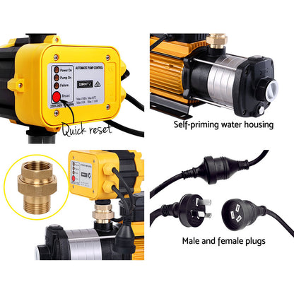 Giantz Garden Water Pump High Pressure 2000W Max. 5-Stage Tank Irrigation Yellow