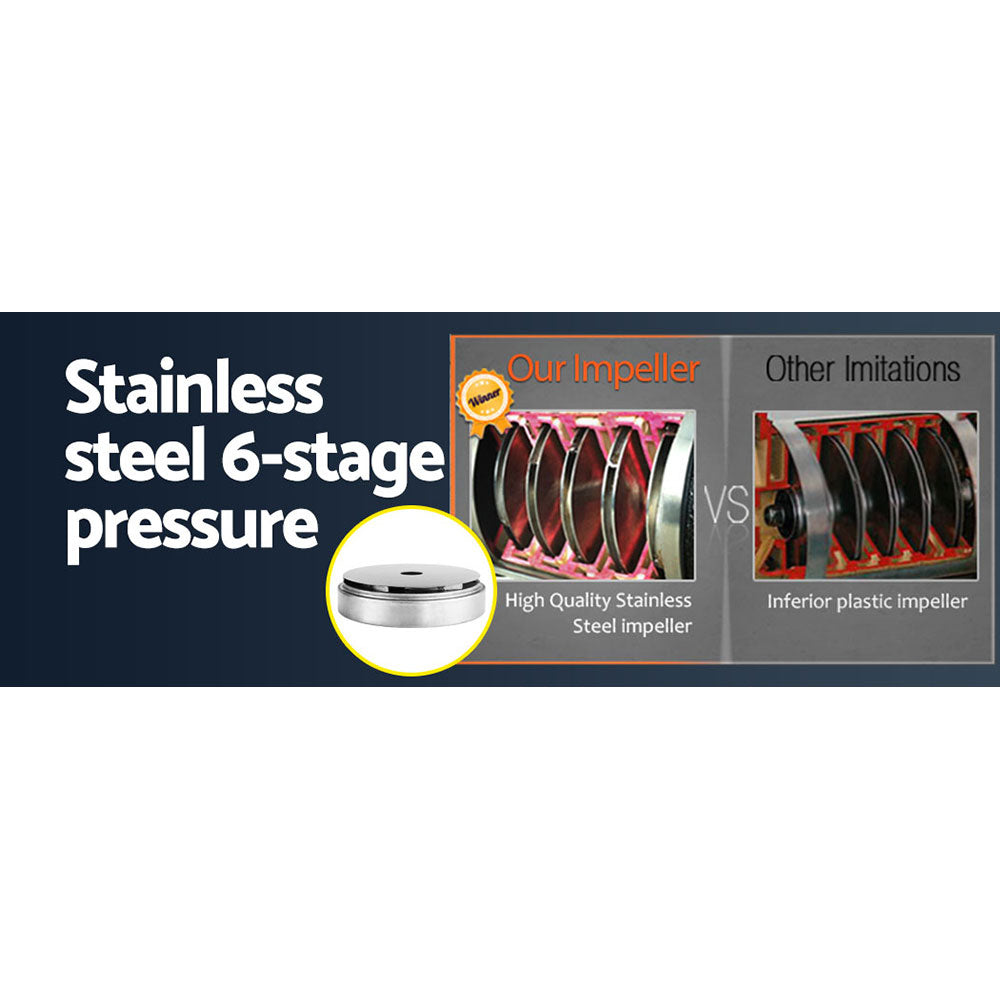 Giantz Garden Water Pump High Pressure 2500W Max. 6-Stage Tank Irrigation Black