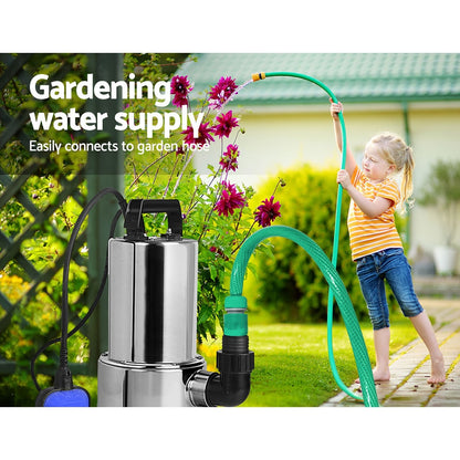 Giantz 1800W Max. Submersible Dirty Water Pump Bore Tank Well Steel Automatic Clean