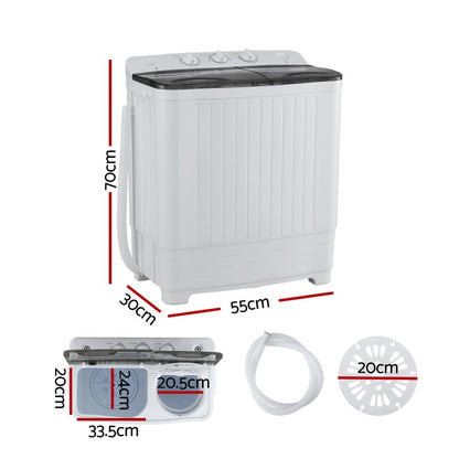 Devanti Portable Washing Machine Twin Tub 4.5KG