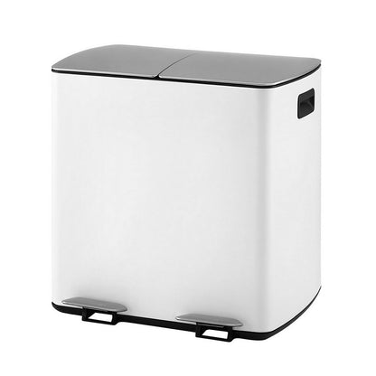 Cefito Pedal Bins Rubbish Bin Dual Compartment Waste Recycle Dustbins 40L White
