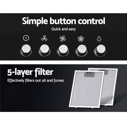 Devanti 600mm Range Hood 60cm Rangehood Black