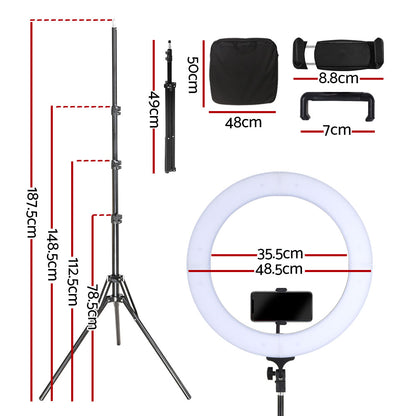 Embellir Ring Light 19inches Tripod Stand Black