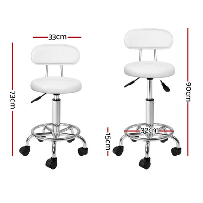 Artiss 2x Salon Stool Swivel Chair Backrest White