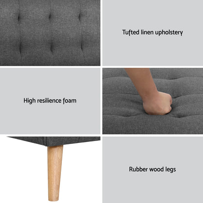 Artiss 2x Sofa Bed Couch Single Seater Fabric Grey