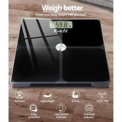 Everfit Electronic Digital Bathroom Scale Weighing Tracker Gym 180KG