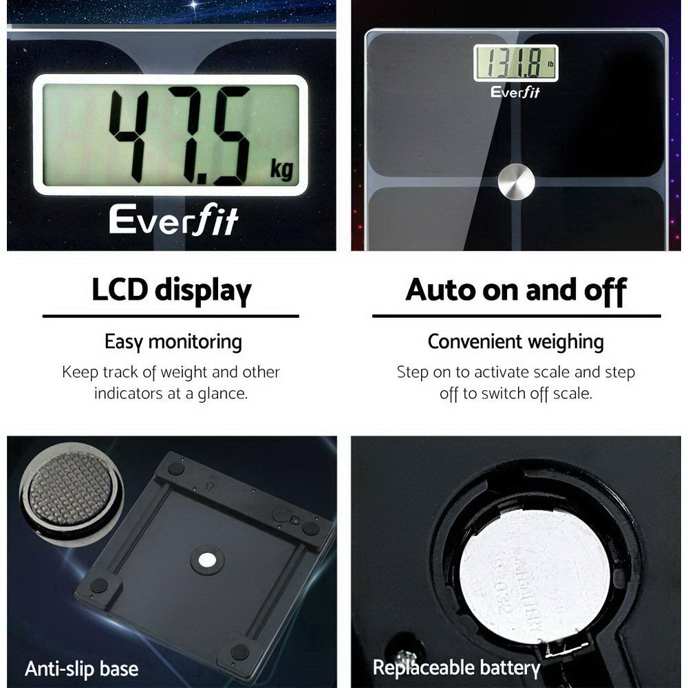 Everfit Electronic Digital Bathroom Scale Weighing Tracker Gym 180KG