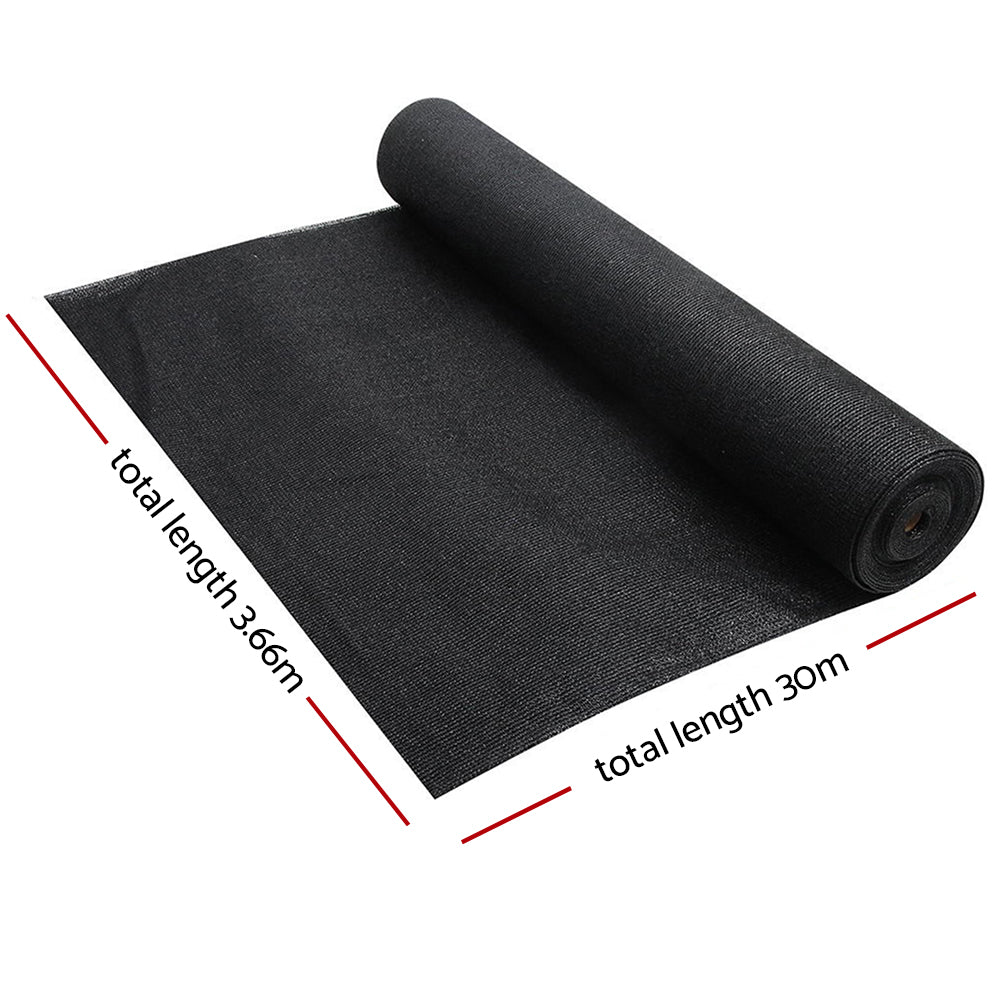 Instahut 70% Shade Cloth 3.66x30m Shade Cloth Sail Heavy Duty Shadecloth Garden Mesh Roll BK
