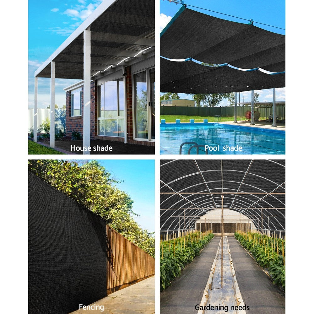 Instahut 30% Shade Cloth 3.66x30m Shadecloth Wide Heavy Duty Black