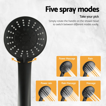 Handheld Shower Head 4.5inches High Pressure 5 Modes Poweful Round Black
