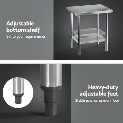 Cefito Stainless Steel Kitchen Bench Work Table 610 x760MM 430