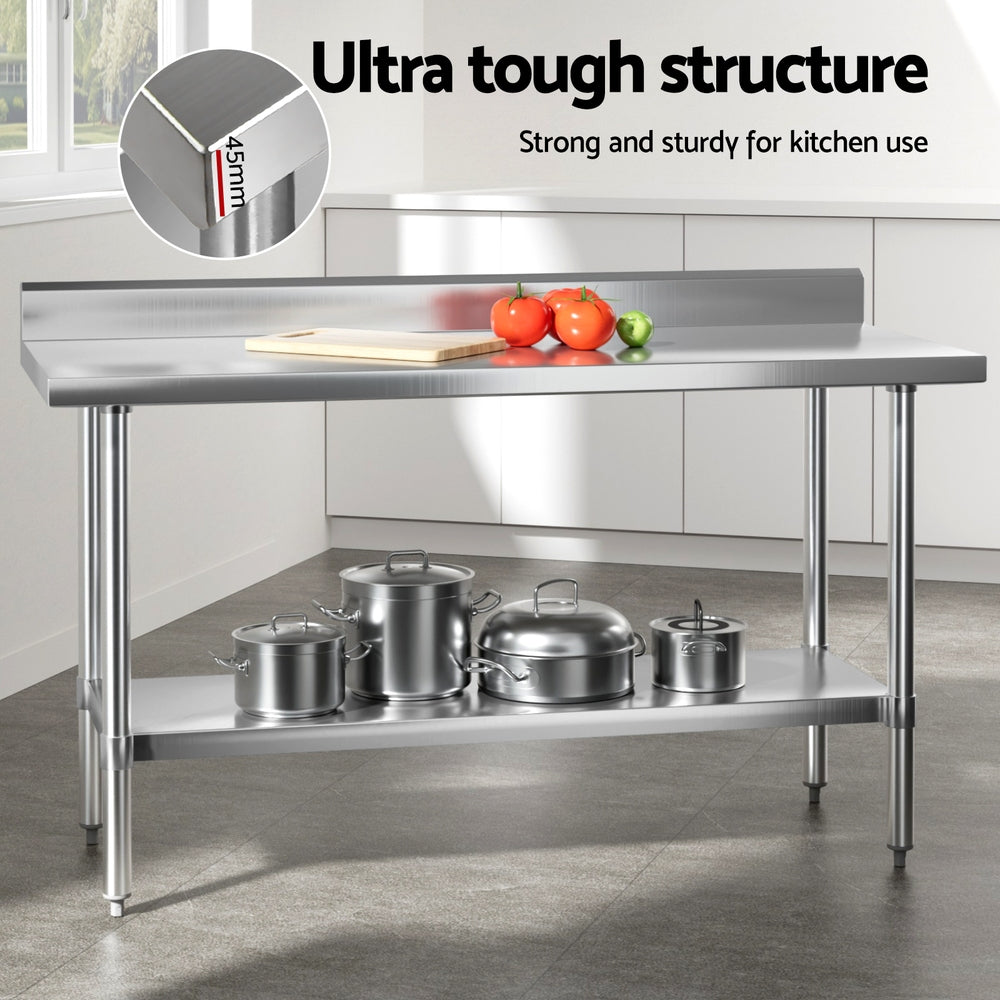 Cefito Stainless Steel  Kitchen  Bench w/ Splashback 1500x600MM 430