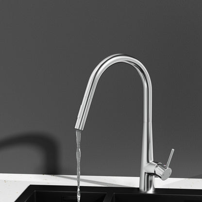 Cefito Kitchen Mixer Tap Pull Out Round 2 Mode Sink Basin Faucet Swivel WELS Chrome