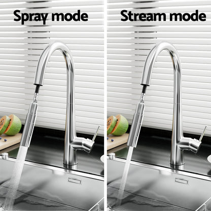 Cefito Kitchen Mixer Tap Pull Out Round 2 Mode Sink Basin Faucet Swivel WELS Chrome