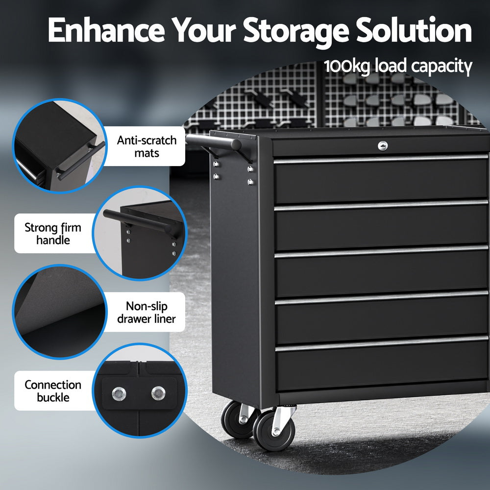 Giantz Tool Chest Trolley 10 Drawers Toolbox Storage Black