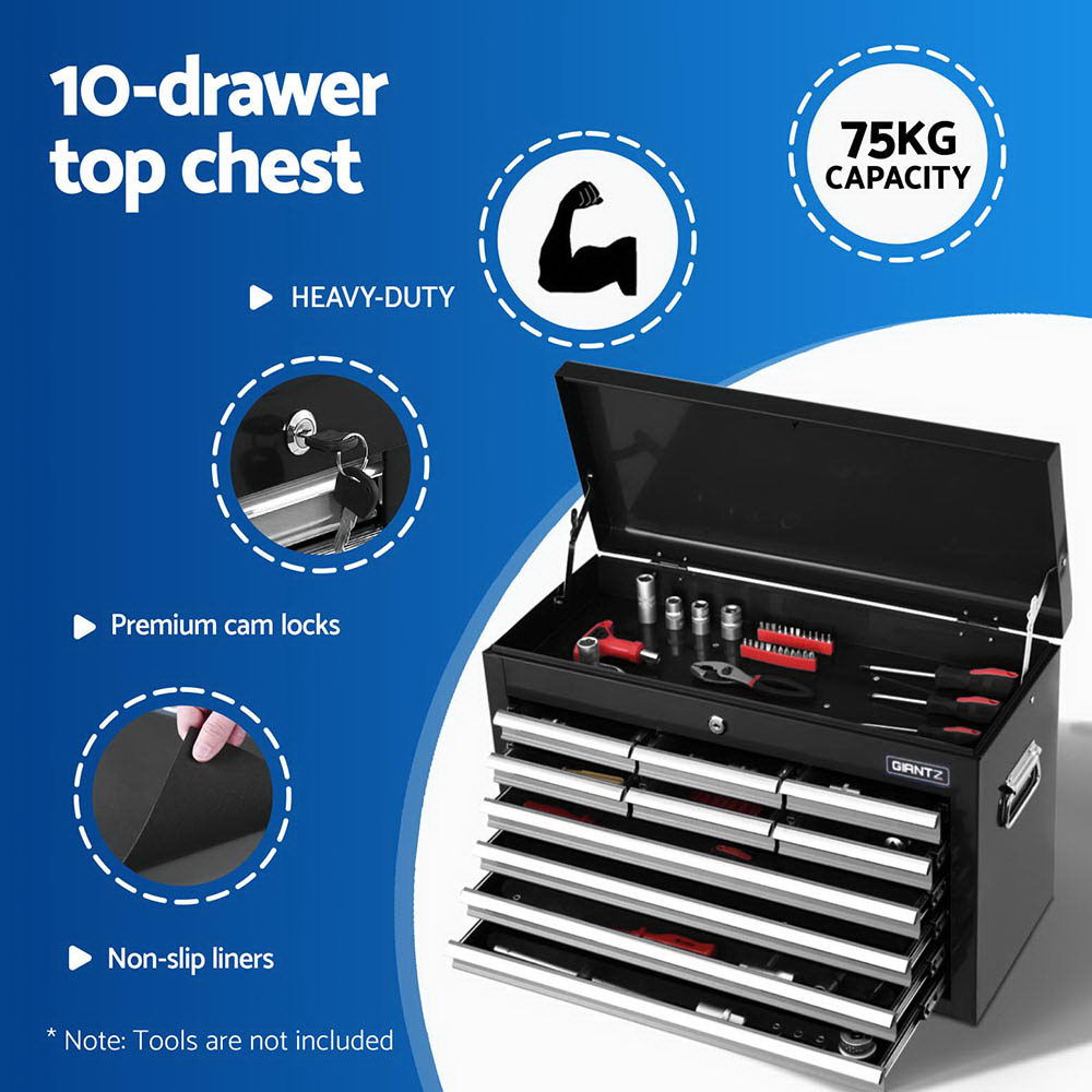 Giantz 15 Drawers Tool Chest Trolley Toolbox 2-in-1 Storage Black& Grey