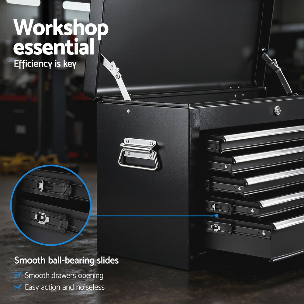 GIANTZ 5 Drawer Tool Chest Box Cabinet Lockable Garage Storage Organiser Black