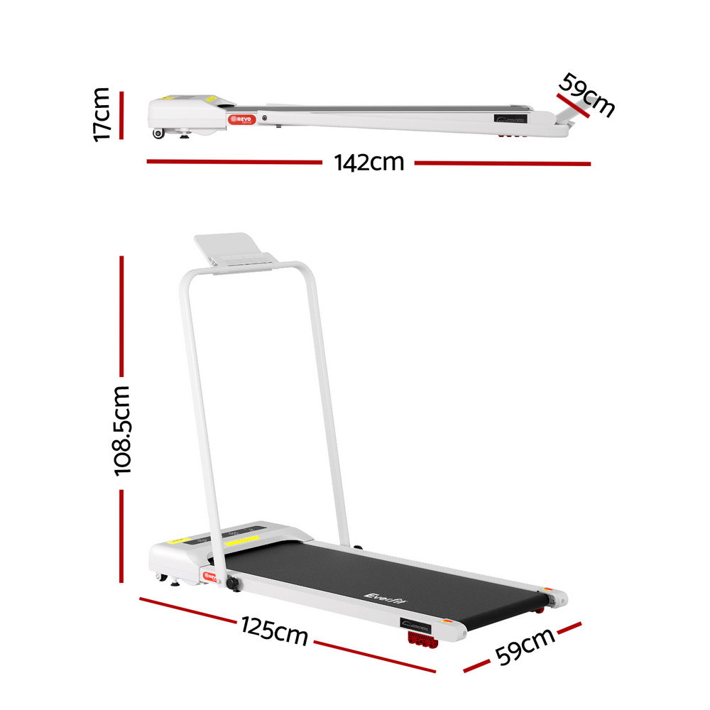 Everfit Treadmill Electric Walking Pad Incline Under Desk 380mm White