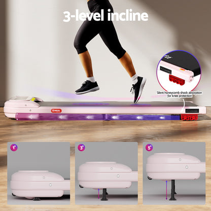 Everfit Treadmill Electric Walking Pad with Incline Under Desk Home Gym Pink