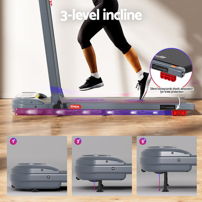 Everfit Treadmill Electric Walking Pad with Incline Foldable for Home Gym Grey