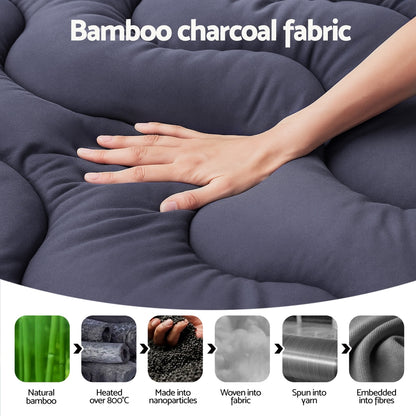 Giselle 5cm Mattress Topper Pillowtop toppers Bamboo Charcoal Double