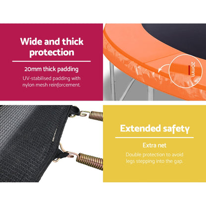 Everfit 12FT Trampoline for Kids w/ Ladder Trampoline Enclosure Safety Net Rebounder Orange