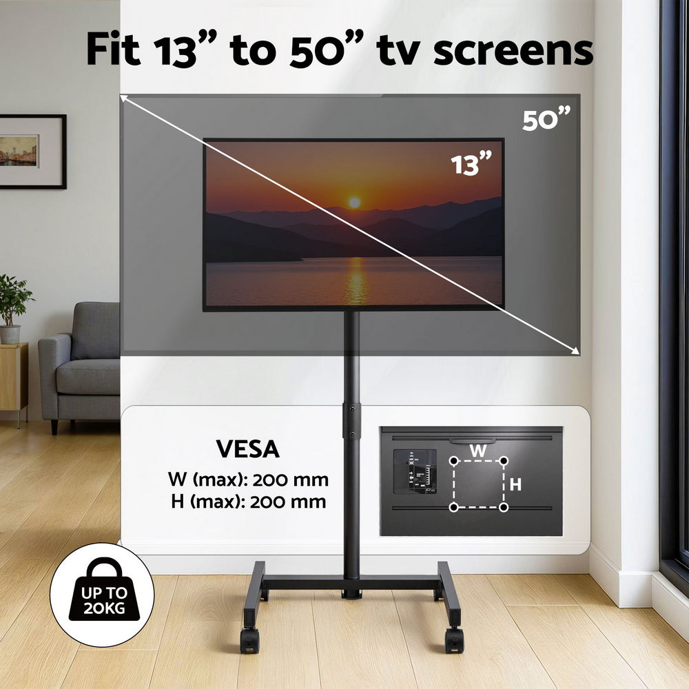 Artiss TV Stand 13-50inches Universal Mobile Adjustable Height TV Stand with Wheels