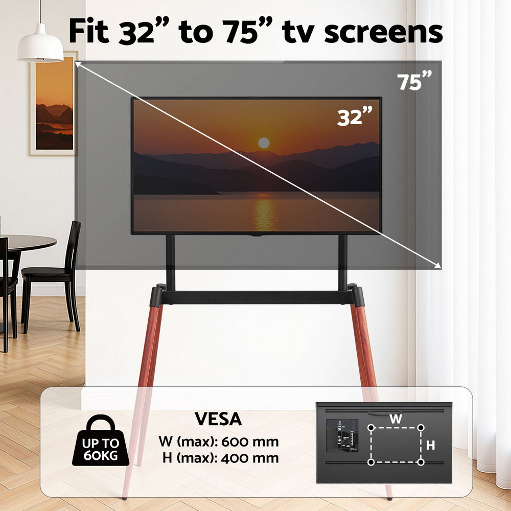 Artiss TV Stand 32-75 inch LED LCD Screen Wooden Floor Easel Height Adjustable